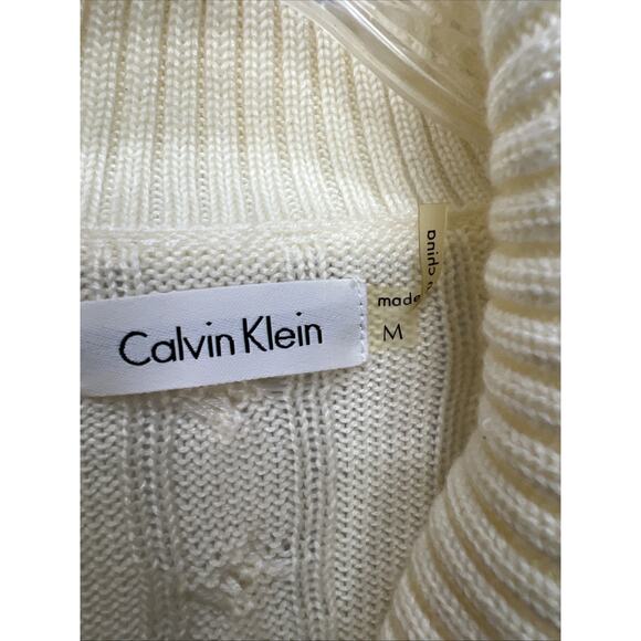 Calvin Klein Cable Knit Buckled Sweater Dress Women’s Size Medium Cozy Chic - Picture 3 of 8